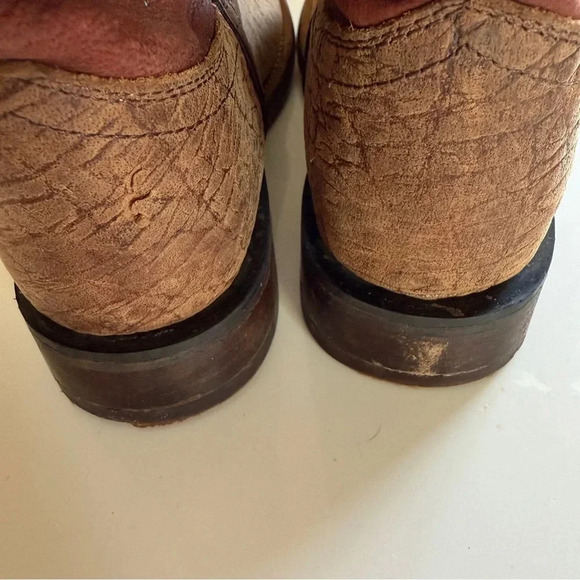 OLD WEST- Kids-Distressed-Vamp-Cowboy Boots-Brown-Red-Size 3 - Picture 10 of 14